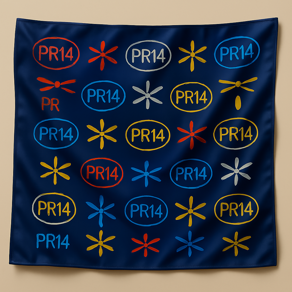 Preorder only PR14 Navy Blue Silk Monogram Scarf