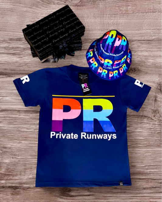Private Runways PR Logo T-Shirt & Bucket Hat Set Never Coming Back Out